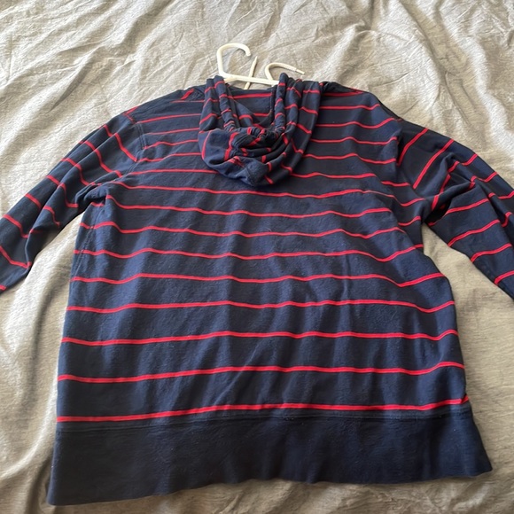 Old Navy Long Sleeve, Blue and Red Striped with a Hood - Picture 3 of 3